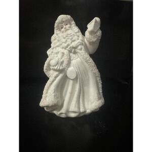 Old Fashion Santa Figurine, Snowy Ivory Color 5.5" Tall glittery coat trim